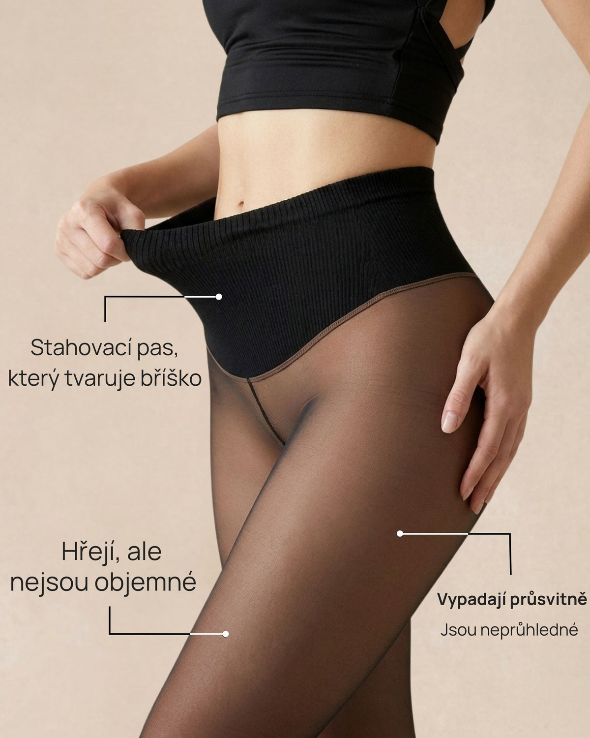 Termo punčocháče s fleecem a vzhledem silonek